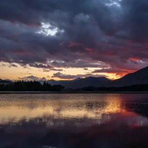 Highlands, Landscape, Loch Tulla, Scotland, Spring, Sunset